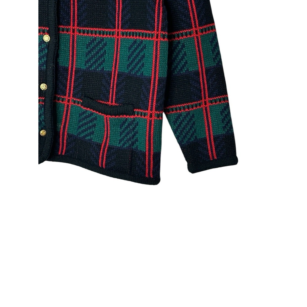 Crystal-Kobe Cardigan Sweater Women Medium Plaid Pockets Academia Career Y2K - Picture 7 of 7